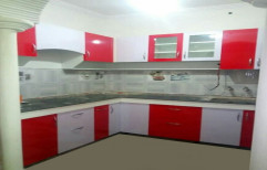 Modern Red And White PVC Modular Kitchen