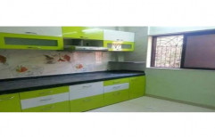 White And Green PVC Modular Kitchen