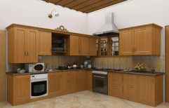 Wooden L Shape Modular Kitchen