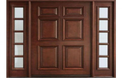 Dark Brown Rectangular Teak Wood Door