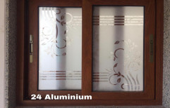 Modern Wooden Coated Aluminium Sliding Window, For Residential