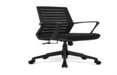 Polyester Revolving Low Back Office Chair, Black