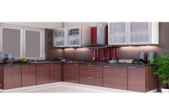 Wooden also available in acrylic L Shaped Modular Kitchen, Kitchen Cabinets