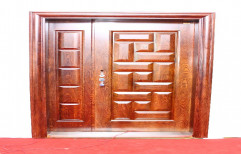 G.i.material Brown MAIN DOOR DOUBLE DOOR STEEL DOOR, Size: 205*120, Thickness: 50MM