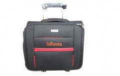 Grey And Red Polyester Luggage Trolley Bag