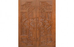 Hinged Teak Wood Hand Carved Double Door, Size: 7 X 4 feet