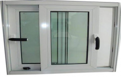 K.D Trading White Toughened Hinged Aluminium Sliding Window, For Residential