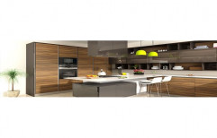 Plywood Designer Wooden Modular Kitchen, Warranty: 1 Year