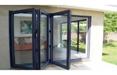 White Toughened Glass UPVC Folding Door, 5 Mm, Exterior