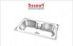 Deepali Glossy Stainless Steel Single Bowl Sink, 34x20