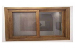 Modern Double Door Wooden Sliding Window, For Home, Rectangular