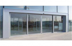 Grey Plain Automatic Sliding Glass Door, For Office, Interior