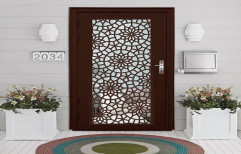 Prime Gold Powder Coated CNC Decorative Door, Thickness: 45 Mm