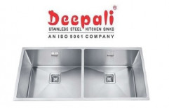 Deepali Matt Stainless Steel Double Bowl Handmade Sink, Size: 45x20