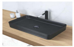 Mozio Italian Ceramic Black Leviosa Matt Wash Basin With Pop Up, Size: 675x380x115 Mm, Model Name/Number: L15900