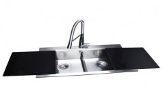 Double Ready To Mount Futura Glass Kitchen Sink, Size: 838x508x220mm