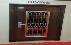 Brown Double Steel Safety Door, For Residential
