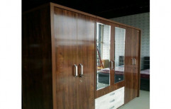 Engineered Wood Platinum Fabulous 6 Door Wardrobe With Mirror 78x78x21, For Bedroom