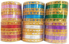 Moon Assorted 6 Color Multi Colors Party Wear Set Bangles - Size 2.6 Inches
