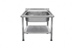 AKSR SS Glossy Single Bowl Stainless Steel Kitchen Sink, For Commercial