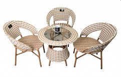 BrookWood - Outdoor Furniture Dinning Set 3+1 Set - Checks Beige Brown