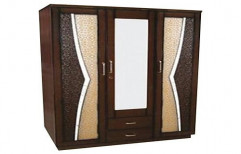 Brown Bedroom Wooden Wardrobe, Size: 4-7 Feet