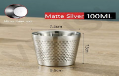 Round silver & yellow Multipurpose Stainless Steel Water Glass 100ML