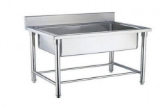 Silver Single Stainless Steel Pot Wash Sink, 36"x 24" x 34" + 6"