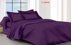 Wine Color Stripe Cotton Hotel Double Bed Sheet Set