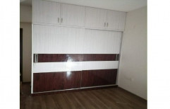 4 Door Wooden Sliding Laminated Wardrobe, With Mirror