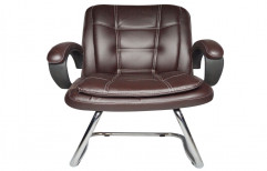 Brown Leather Visitor Chair, For Office