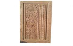 Brown Teak Wood Carving Main Door, For Home And Office, 6 X 3feet (l X W)