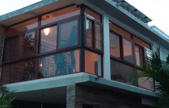 Oasis Modern Wooden Finish UPVC Balcony Window, Glass Thickness: 5 Mm