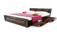 Engineered Wood Wooden Double Bed, With Storage