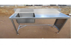 Silver Stainless Steel Single Sink Worktop, For Commercial Kitchen