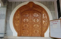 Teak Wood Finished Designer Wooden Temple Door