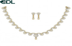 Wedding Diamond Necklace Set For Women Solid 14kt Yellow Rose White Gold Fine Jewelry