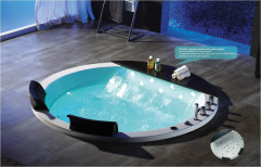 White Acrylic Double Seater Jacuzzi Bath Tub With Waterfall