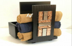 Wooden Smooth Towel Holder/ Towel Holder With Attached Brush Holder, For Bathroom
