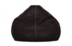 Black Leather (Cover Material) Bean Bag, Size: XXXL