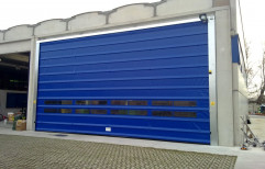 Blue PVC High Speed Fold Up Doors, For Warehouse