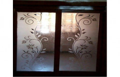 Hinged Saint Gobain Printed Glass Door acid Glass work's