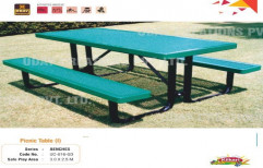 Modern Metal Picnic Table (I), Size: 5 Ft., With Back