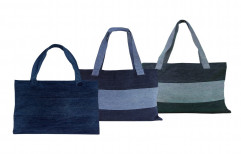 Oyasumi Cotton Denim Grocery Shopping Bags, Eco-Friendly, Reusable, Long Handle, Tote Bag