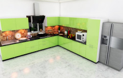 Parrot Green L Shape Modular Kitchen