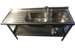 Ready To Mount Double Bowl Stainless Steel Sink, For Kitchen, Size: 5x3x3 Feet