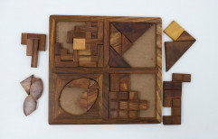 Wood Brown 4 In 1 Tray Puzzle, For Home