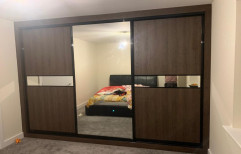 2 Door Wooden Glass Sliding Wardrobe