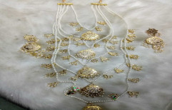 P.B.C.I. Brass Elegant White Jadau Jewelry Set