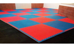 Rubber Orange And Blue Sports Interlocking Mat, Size: 1 m x 1 m